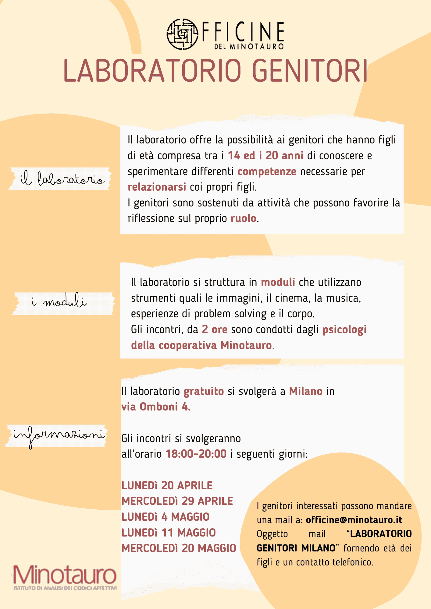 Lab genitori Milano aprile – maggio 26